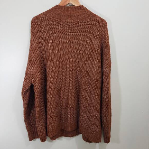 Maurices oversized open knit long sleeve mock turtleneck sweater woman's size L - Picture 7 of 9